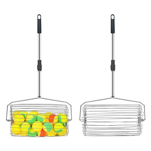 Portable Tennis Ball Picker Upper, Retractable Stainless Steel Collector Multifunction Retriever for Tennis Ball Pick Up, No Bending Needed