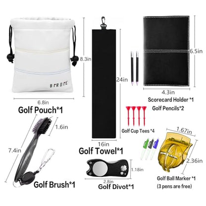 Golf Valuables Pouch, Leather Golf Tee Pouch with Drawstring Closure Golf Ball Tee Handbag Portable Golf Accessories