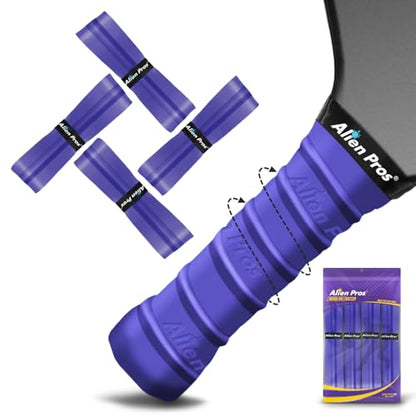 ALIEN PROS Pickleball Overgrip (4-Pack) with Ridges for Better Grip Control - Precut and Dry Feel Pickleball Grip Tape - Non-Slip Pickleball Paddle Grip Tape for High Performance - color: Purple