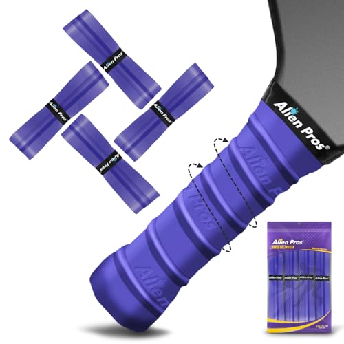 ALIEN PROS Pickleball Overgrip (4-Pack) with Ridges for Better Grip Control - Precut and Dry Feel Pickleball Grip Tape - Non-Slip Pickleball Paddle Grip Tape for High Performance - color: Purple