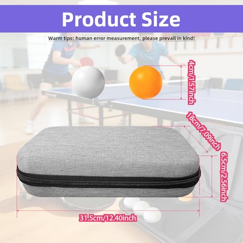 Table Tennis Paddle Case with 6 Table Tennis, Case Fits for 2 Paddles and 6 Balls, Cyber Shape Hard Cover Large Capacity Container Bag, Waterproof and shockproof