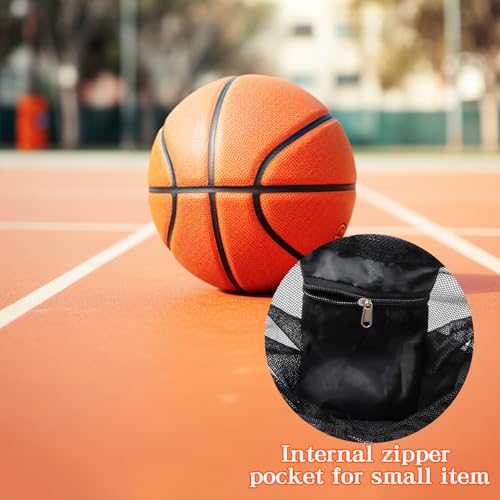 Klmnop 2 Pcs Single Ball Bag Zipper Pocket, Mesh Carry Bag with Adjustable Drawstring and Clip, Sports Bag for Basketball Volleyball Soccer Football