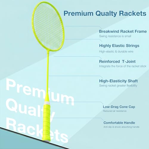 AboveGenius Badminton Rackets Set, Lightweight Badminton Set Includ 4/6 PCS Rackets, 6 Birdies, Outdoor Backyard Games, Racquets for Adults, Teens, Family Beginner - style: 6 Racket+6 Birdies