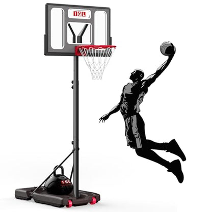 IGL Portable Basketball Hoop, 5.6-10FT Adjustable Basketball Goal System, 40/44 Inch Outdoor Basketball Hoop & Goals for Kids, Youth, and Adults in The Backyard, Driveway with PC Backboard - color: Matte Grey