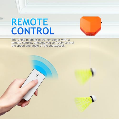 BESTonZON Indoor Badminton Rebound Trainer Machine, Electric Solo Practice Device with Remote Control, Self Training Shuttlecock Equipment for Home