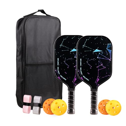 TADHG Pickleball Paddle Set 2 Lightweight 8.4oz Paddles with Honeycomb Core Spin-Friendly Surface 4 Balls - color: 02. Gradient Blue