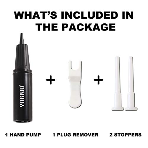 Exercise Ball Pump, Hand Air Pump for Stability Workout Yoga Ball, with 2 Plugs for Valve & 1 Plug Remover for Easy Deflation