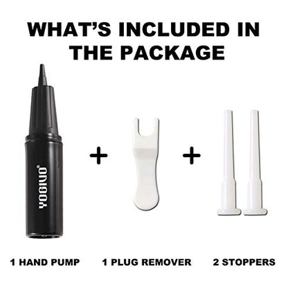 Exercise Ball Pump, Hand Air Pump for Stability Workout Yoga Ball, with 2 Plugs for Valve & 1 Plug Remover for Easy Deflation