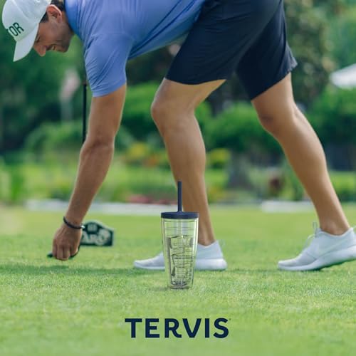Tervis Pickleball Made in USA Double Walled Insulated Tumbler Travel Cup Keeps Drinks Cold & Hot, 24oz with Straw Lid, Classic - style: GAME ON