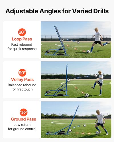 VEVOR Soccer Rebounder Net, Quick-Switch Angle Soccer Goal Rebounder for Control, Passing Practice, Heavy-Duty Iron Frame & PE Net, Easy Setup Ball Training Equipment for Teens&Adults - size: 7x6FT