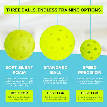 Dink’r Pickleball Trainer – Fun & Easy Way to Play Anytime, Anywhere | Practice at Home | Great Gift for Beginners, Families & Pickleball Fans | No Partner Needed, Under the Cost of One Court Rental - color: NEW: 3-Ball Easy-Adjust Trainer