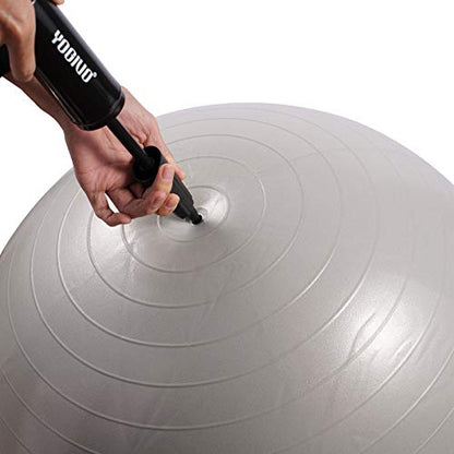 Exercise Ball Pump, Hand Air Pump for Stability Workout Yoga Ball, with 2 Plugs for Valve & 1 Plug Remover for Easy Deflation