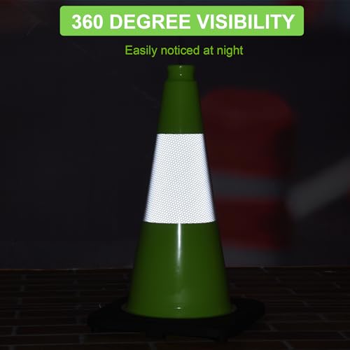 OrangeStar 8 Pack 18" Green Traffic Safety Cones, PVC Parking Cone Construction Cones w/Reflective Collar, Heavy Duty Base for Driving Practice, Parking Lots and Roadwork
