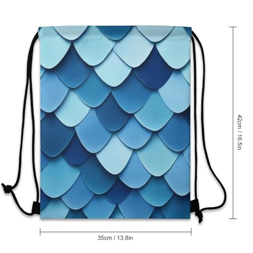 Sports Drawstring Bag Gym Sackpack Waterproof String Backpack for Running Training Fitness Men Women Unisex, Mermaid Fish Scales Bags - color: Picture (1017)