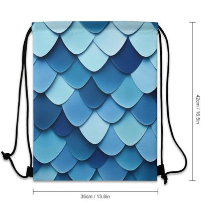 Sports Drawstring Bag Gym Sackpack Waterproof String Backpack for Running Training Fitness Men Women Unisex, Mermaid Fish Scales Bags - color: Picture (1017)