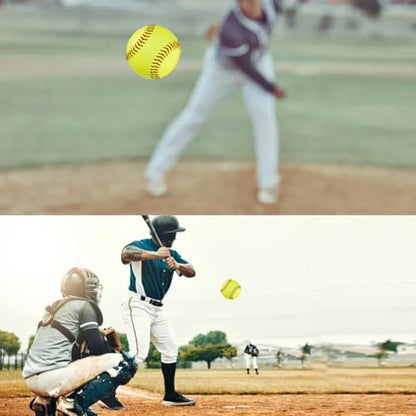 LOOEEL 11" & 12" Training Softballs,Official Size and Weight Practice Softball,Leather Covered Fast Pitch Practice & Training Balls for Ball Sports Softballs for Games.-Yellow