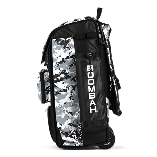 Boombah Catchers Superpack Hybrid Rolling Digital Camo Bat Bag - Multiple Colors - Wheeled & Backpack Version - color: Black/Gray