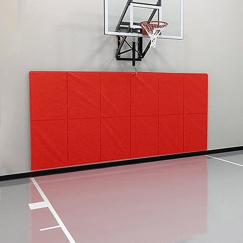 Gym Wall Paddings Basketball Court Wall Protection Pad - 2”Thick Foam Wall Mat Durable Protector for Wall-Mounted Basketball Hoops Garage Taekwondo（60" Lx20 W） - color: Red, size: 60" x 20" x 2", style: 2 Pieces