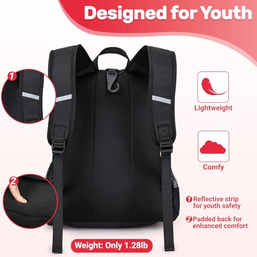 KAVIGOR Youth Baseball Bag, Softball Bag for Girls & Boys, Kids Tball Backpack with Shoes Compartment - color: Red