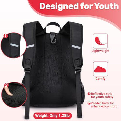 KAVIGOR Youth Baseball Bag, Softball Bag for Girls & Boys, Kids Tball Backpack with Shoes Compartment - color: Red
