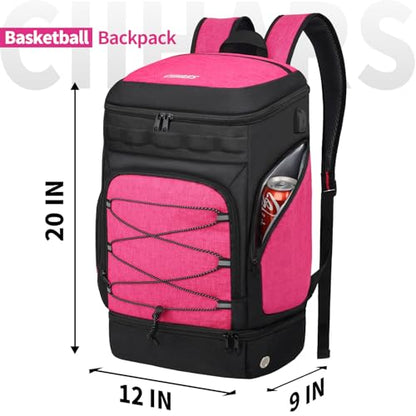 Basketball Backpack Bag Large Sports Bag with Separate Ball holder & Shoes compartment, Best for Basketball, Soccer,Volleyball,Gym - color: Pink