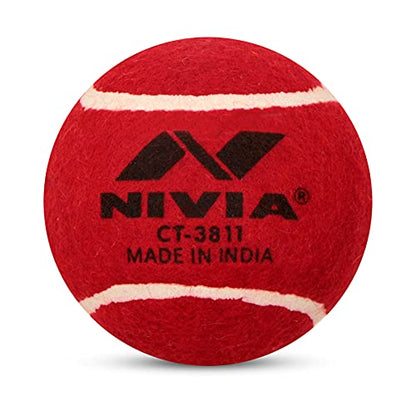 Nivia Heavy Tennis Ball Cricket Ball (Pack of 12) - color: Red