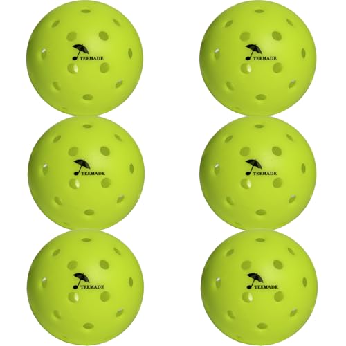 Pickleball Balls – High Visibility Neon Yellow Pickleballs for Outdoor Play, Durable Construction, Consistent Bounce, for Beginners & Competitive Players - color: 6 Pack
