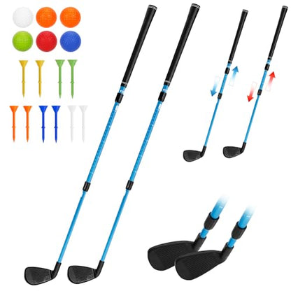 CWLAKON Golf Club Length Adjustable for Backyard Golf Game, Yard Golf Games Club for Toddlers Junior Adults Family, Plastic Golf Club for Indoor Outdoor Golf Training Chipping Games, 2 Pack