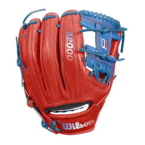 Wilson A2000 1786 Baseball Glove, Right Hand Throw, Infield Series - Exclusive Edition - color: Red/Sky Blue
