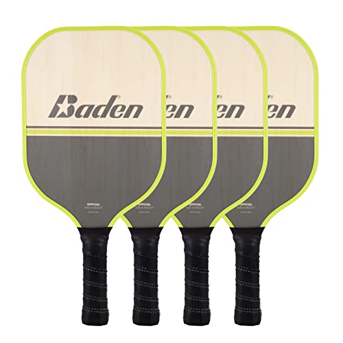 Baden Champions Portable Outdoor Official Size Pickleball Net Set - 22 ft Net, 3 Balls, 4 Wood Paddles & Carrying Case