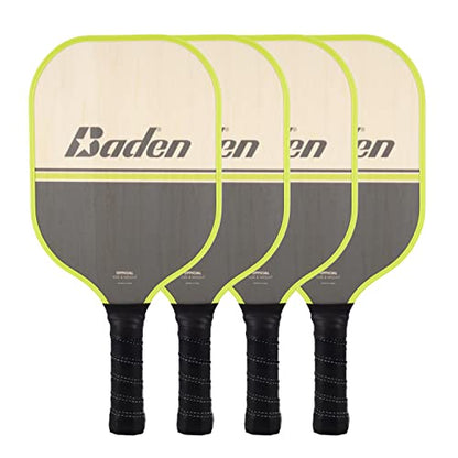 Baden Champions Portable Outdoor Official Size Pickleball Net Set - 22 ft Net, 3 Balls, 4 Wood Paddles & Carrying Case