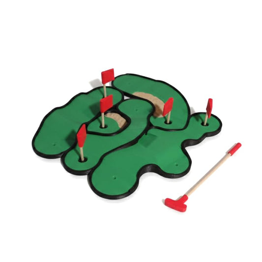 Desktop Mini Golf Set, 5-Hole Office Putting Course with Putter, Balls, Flags, Sand