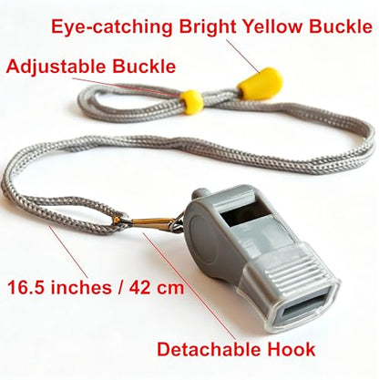 24 Packs Sports Whistles with Lanyard, for Coaches, Referees and Officials - color: Gray