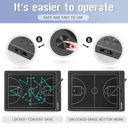 Electronic Basketball Coach Board - Premium Tactical Marker Board with Large LCD Screen and Stylus Pen, Digital Rechargeable Basketball Training Equipment for Coach and Game Plan - color: Blue