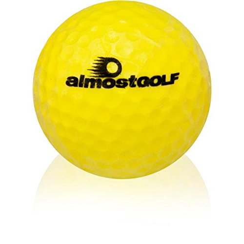 Practice Golf Balls for Golf Training. Made by AlmostGolf. Feel Solid Contact for Great Feedback. Limited Flight for Backyard use. Safe for Indoors. A Golfer Must Have (36 Pack Yellow with 5 Tees)
