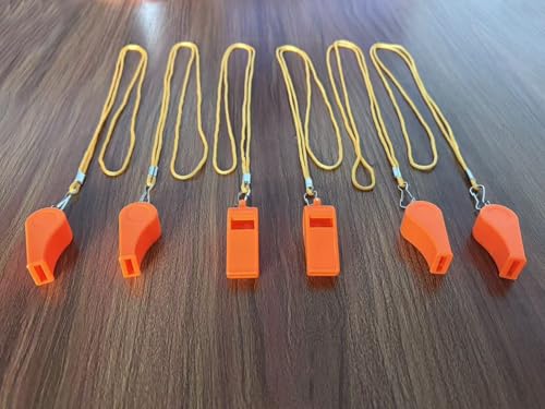 20 Pcs Plastic Loud Whistles with Lanyard for Referee Coaches Basketball Football Sports Training Game Event Lifeguard Survival Emergency Fun School Kids Tool Set Suppliers - color: Orange