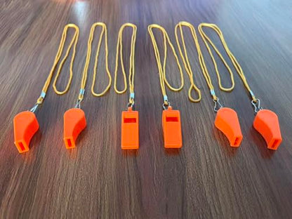20 Pcs Plastic Loud Whistles with Lanyard for Referee Coaches Basketball Football Sports Training Game Event Lifeguard Survival Emergency Fun School Kids Tool Set Suppliers - color: Orange