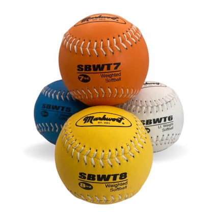 Markwort 12" Weighted Training Softball Set Leather Cover - Set of 4 Balls