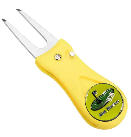 Complete Golf Training Kit with Alignment Sticks, Grip Trainer, Impact Stickers, Ball Markers, Tees, Training Aid, Repair Tool, Training Book, Yellow, ABS Plastic