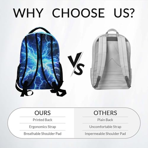 Boys Backpack for Kids, Football School Bookbag for Child Elementary Middle Students - Water Resistant Teens Schoolbag with Lightning Print (17 Inch) - color: Red