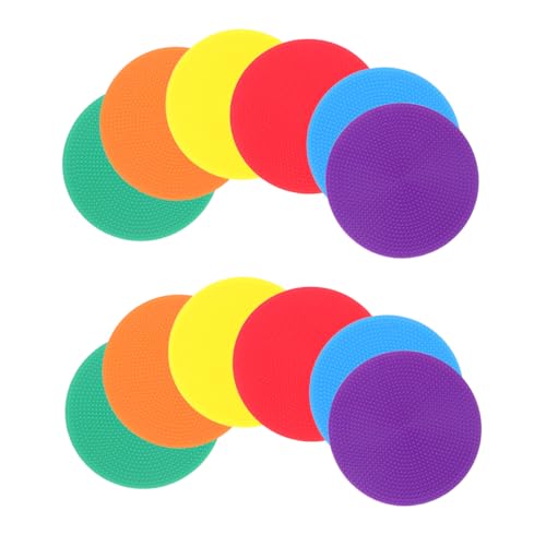 NOLITOY 12Pcs Multi-Color Flat Disc Spot Markers for Sports Soccer Training Equipment Football Field Markers Non-Skid Agility Dots for Youth and Professional Practice