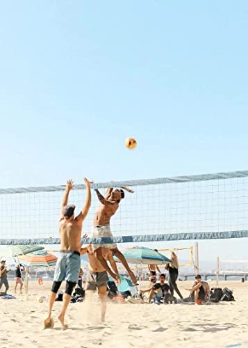 Professional Volleyball Net Outdoor Heavy Duty with Aircraft Steel Cable Top, Two Stitched Border, Regulation Volleyball Nets for Backyard Schoolyard Beach