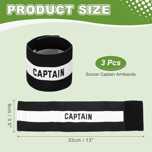 Soccer Captain Armbands, Adjustable Captain Bands Soccer Elastic Armband - color: Black,White