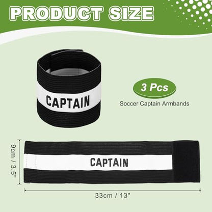 Soccer Captain Armbands, Adjustable Captain Bands Soccer Elastic Armband - color: Black,White