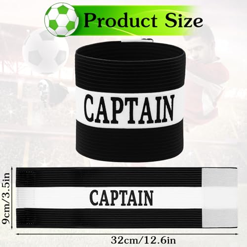Yuanchu 4 Pcs Captain Arm Armbands for Soccer, Adjustable Black Soccer Captain Armband Football Arm Band Team Sport Armband for Adults Rugby Basketball Volleyball Team