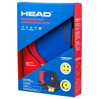 HEAD Kickstarter Pickleball Starter Set – 2 Kickstarter Plus Paddles, 2 Outdoor Pickleballs, Carry Bag – Beginner Friendly Lightweight Pickleball Kit