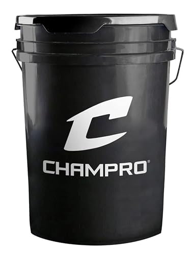 Champro CBB-51 9" Poly Molded Plastic Baseballs (30 Balls) with Cushion Lid Black Bucket and Rods Can Cooler