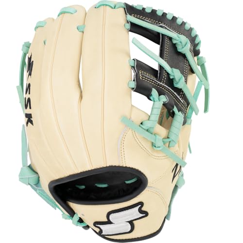 SSK Z5 Craftsman Infield Baseball Glove – 11.25” - 11.5” - 11.75” - 12” – Right & Left Hand Throw - color: Camel/Black/Mint, size: 11.5" - Right Hand Throw