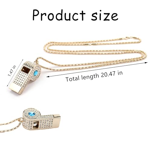 Metal Chain Rhinestone Whistle, Necklace Whistle, Suitable for Coaches, Referees,Lifeguard, Sports Activities (Gold) - color: Blue