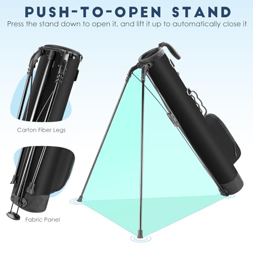 Findway Golf Stand Bag, Small Golf Bag for The Driving Range, Par 3 and Executive Courses, Lightweight Golf Club Carry Bag with Ball Holder and Pockets for Men Women - color: Pure Black